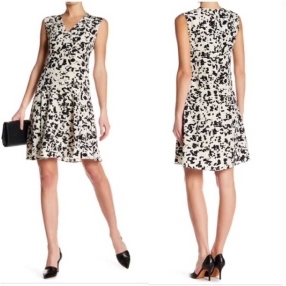 Vince Confetti Print Silk V Neck  Career Classic Modern Woman Dress Size  6
